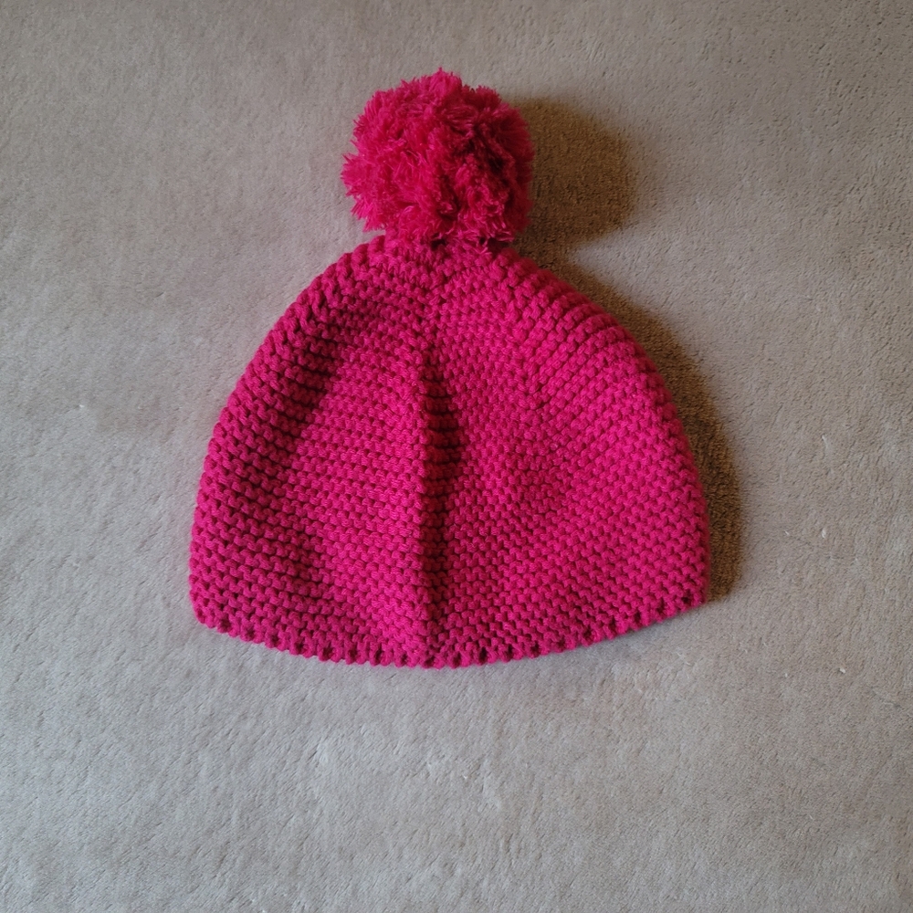 Gap Baby Girl Raspberry Pink Beanie with Pom Poms Size 18-24 Months